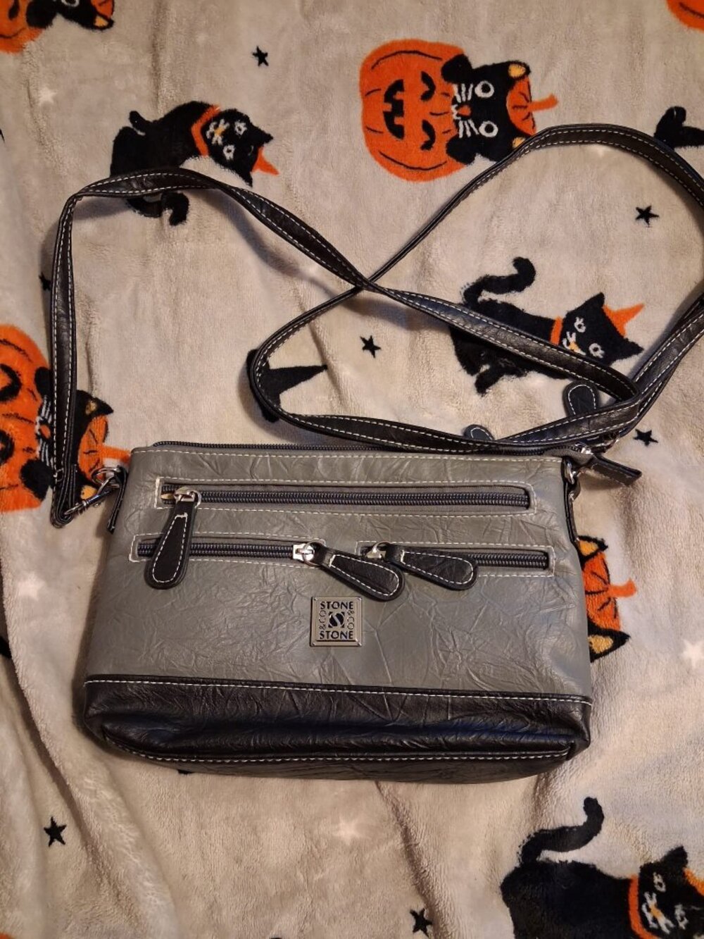 Stone & Co. Nancy Leather 4-in-1 Crossbody Bag Grey Black Wristlet